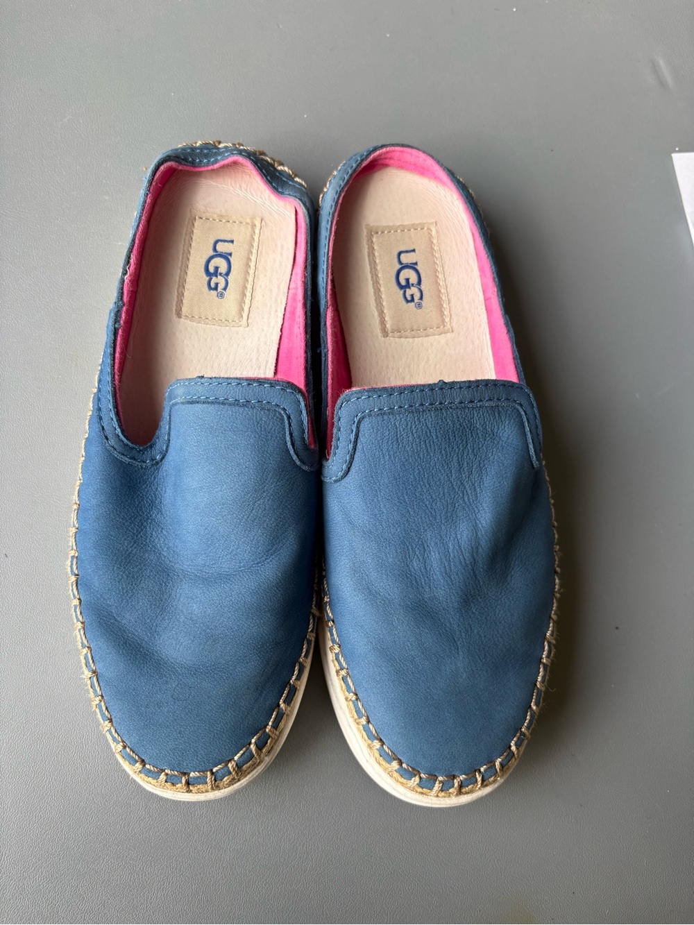 UGG Kids Navy Blue Slip-On Espadrille Sneakers with Pink Lining